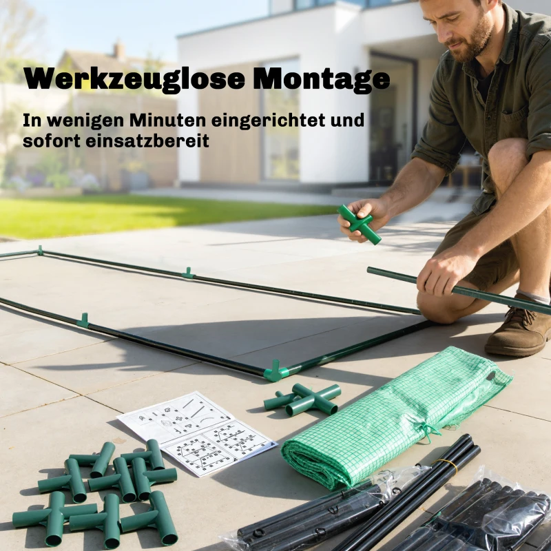 Outsunny Tomatengewächshaus Foliengewächshaus mit Rolltor Netzfenster Bogendach 170 x 68 x 200 cm Grün