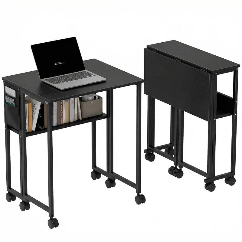 HOMCOM 63 cm Drop Leaf Writing Work Desk - Black