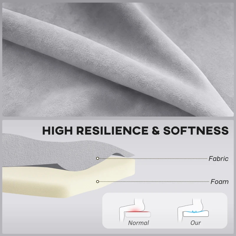 HOMCOM Modern Velvet Double Seat Sofa w/ Wood Frame Foam Padding Soft Comfortable Compact Couch Light Grey