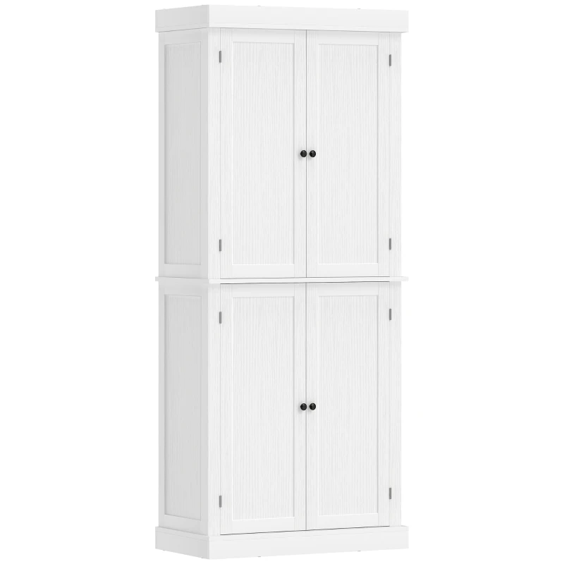 HOMCOM Mobile Cucina Alto con 6 Ripiani Regolabili e 2 Ante in Legno, 76x40.5x184 cm, Bianco