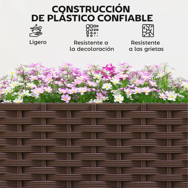 Outsunny Jardinera con Enrejado y Ruedas con Drenaje para Cultivos Verduras Flores Hierbas 120x40x192 cm Marrón