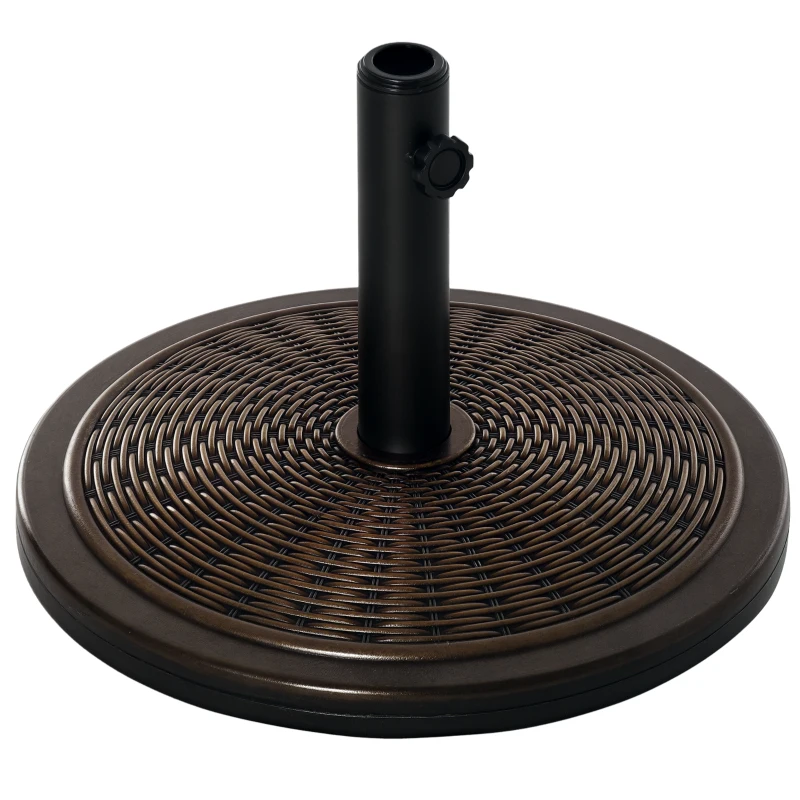 Outsunny Parasolstandaard van cement 14kg ronde parasolstandaard met rattan-look voor parasol 35mm/38mm/48mm buisdoorsnede