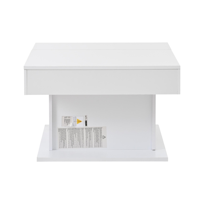 360° Rotating Coffee Table with Height-Adjustable Top and Hidden Storage, Modern Centre Table for Living Rooms, 70L x 70W x 45H cm, White