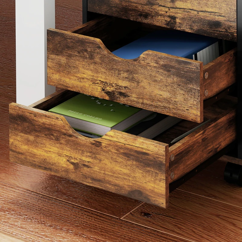 HOMCOM Five-Drawer Filing Cabinet - Rustic Brown