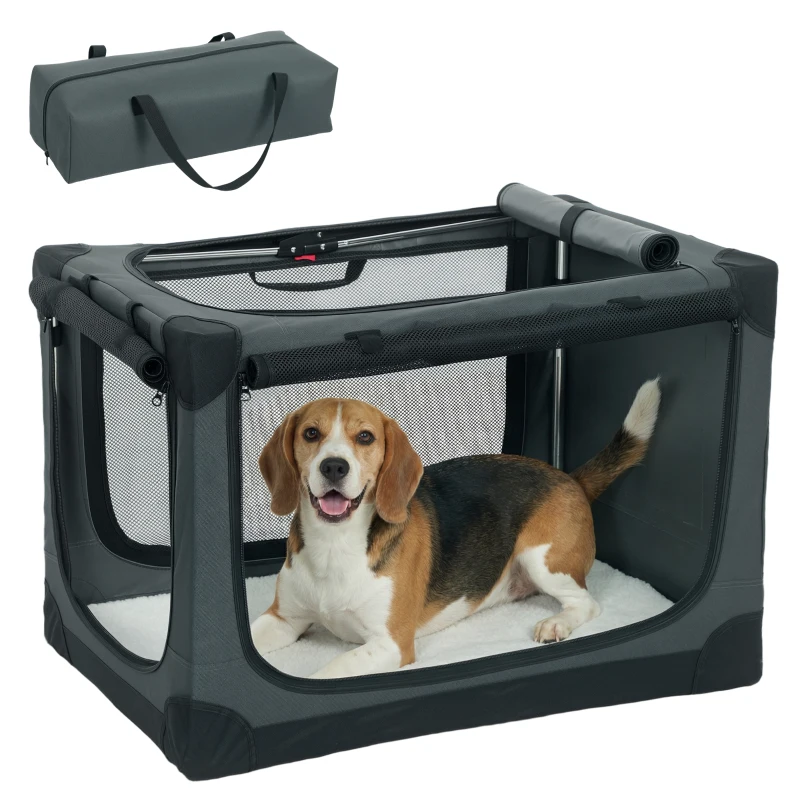 PawHut Transportin moale pliabil pentru câini și pisici cu pernă, husă lavabilă, aerisire Oxford 600D, 76x54x54 cm, Verde