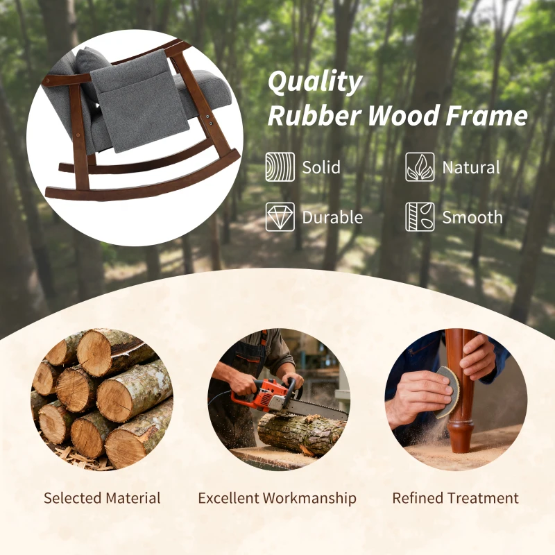 HOMCOM Wood Frame Rocking Accent Chair - Grey