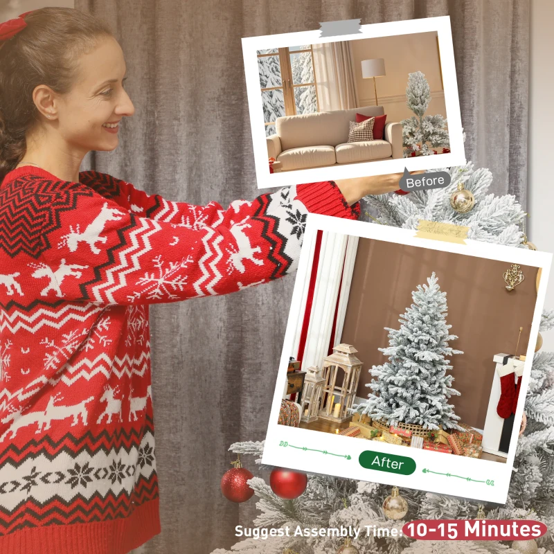 HOMCOM 5ft Snow Flocked Artificial Christmas Tree