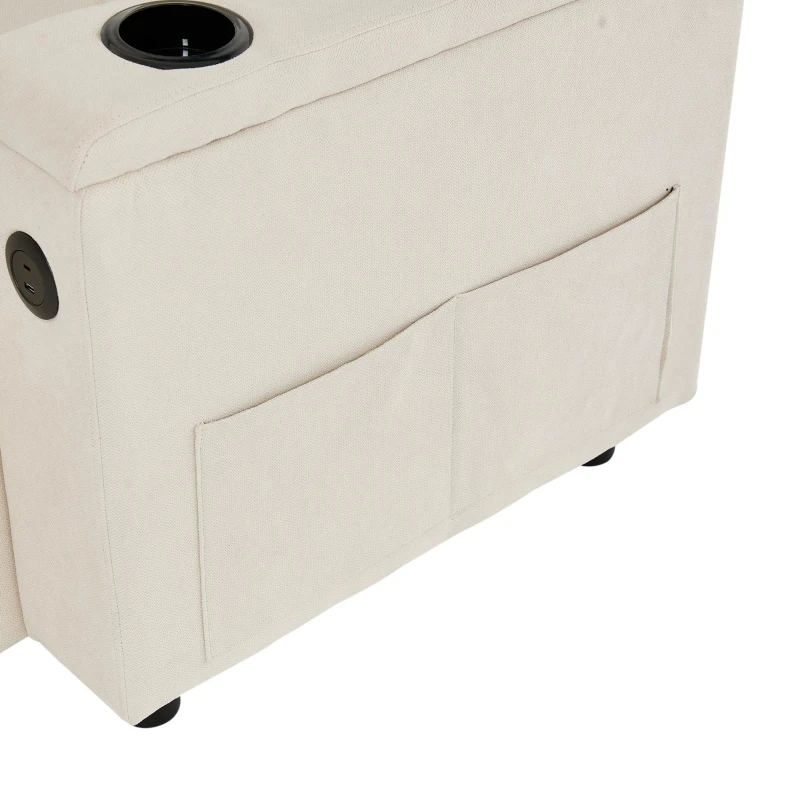 L-Shaped 3-Seater Sofa Bed with Hidden Storage, USB & USB-C Ports, Space-Saving Sofa for Compact Spaces, 208L x 146W x 89.5H cm, Beige