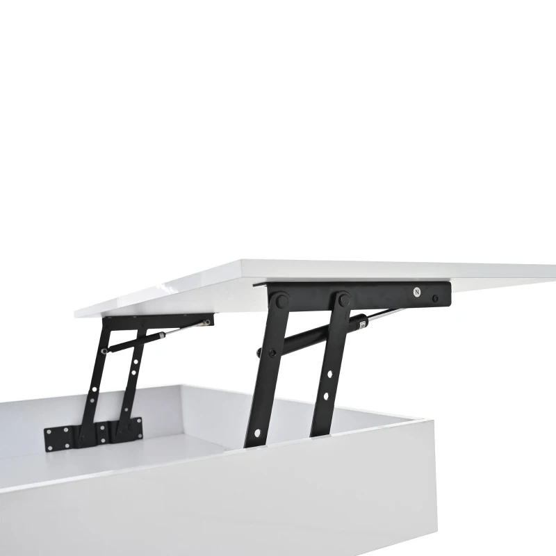 360° Rotating Coffee Table with Height-Adjustable Top and Hidden Storage, Modern Centre Table for Living Rooms, 70L x 70W x 45H cm, White