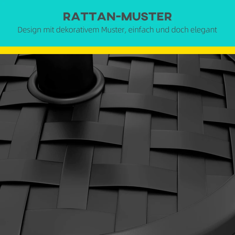 Outsunny Parasolvoet van beton 18 kg parasolhouder, ronde parasolhouder voor parasol 32/38/48mm zwart