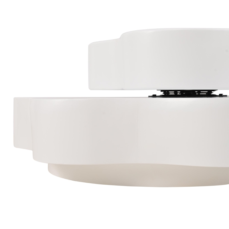 Flower-Shaped Coffee Table with 2 Shelves and Double-Tier Design, 360° Rotating Tabletop for Living Room, 75L x 67.5W x 31H cm, White