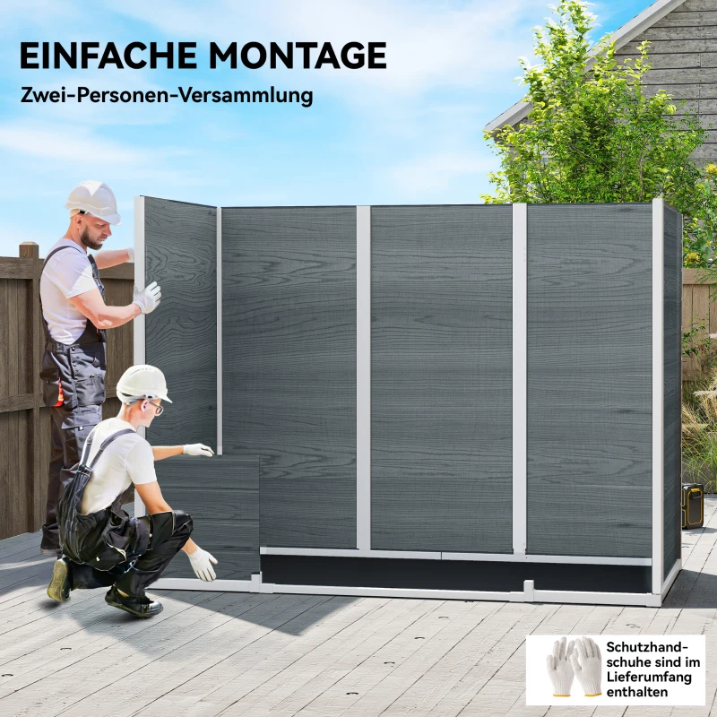 Outsunny Tuinschuur 2,77 m², Opbergschuur met Houtlook 2 Ramen Dubbele Deur Ventilatie Vloer Slot Handschoenen