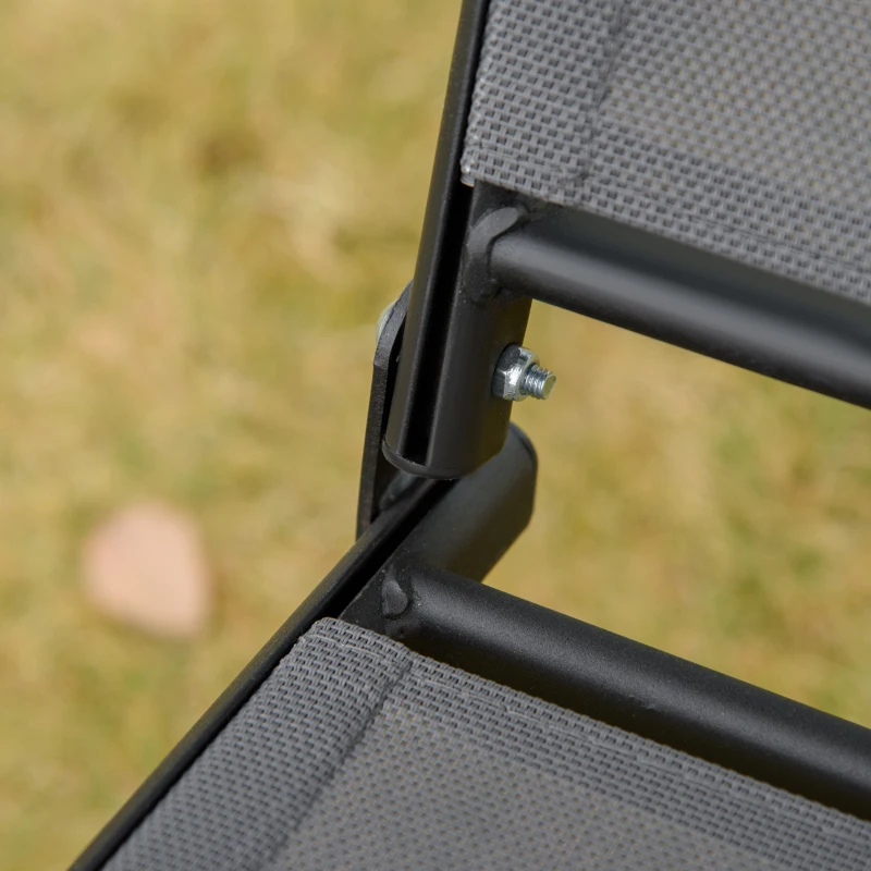 Outsunny Columpio de Jardín Exterior de 2 Plazas Techo Ajustable y Marco de Acero Asientos Textilene 140x118x162 cm Gris Oscuro