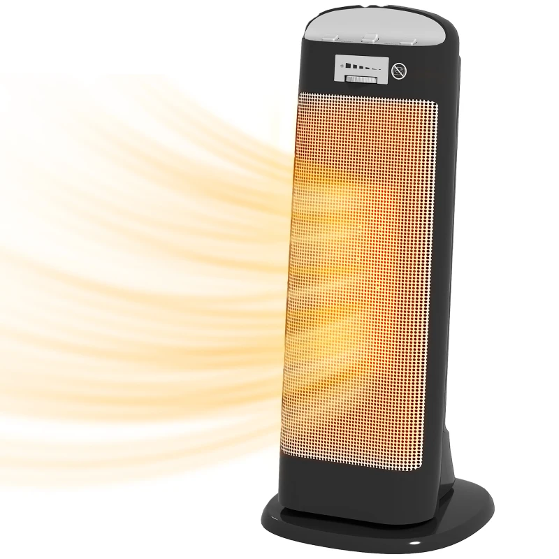 HOMCOM Ceramic Space Heater, 2000W Fan Electric Heater with 4 Modes, Adjustable Thermostat, 55° Oscillation, Tip-Over and Overheat Protection for Bedroom, Home Office, Black