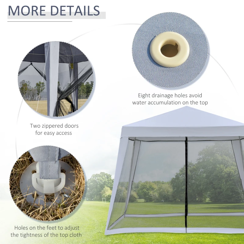 Outsunny 3 x 3m Screen House, Outdoor Gazebo Canopy, Sun Shade Event Shelter with Mesh Side Walls, Grey
