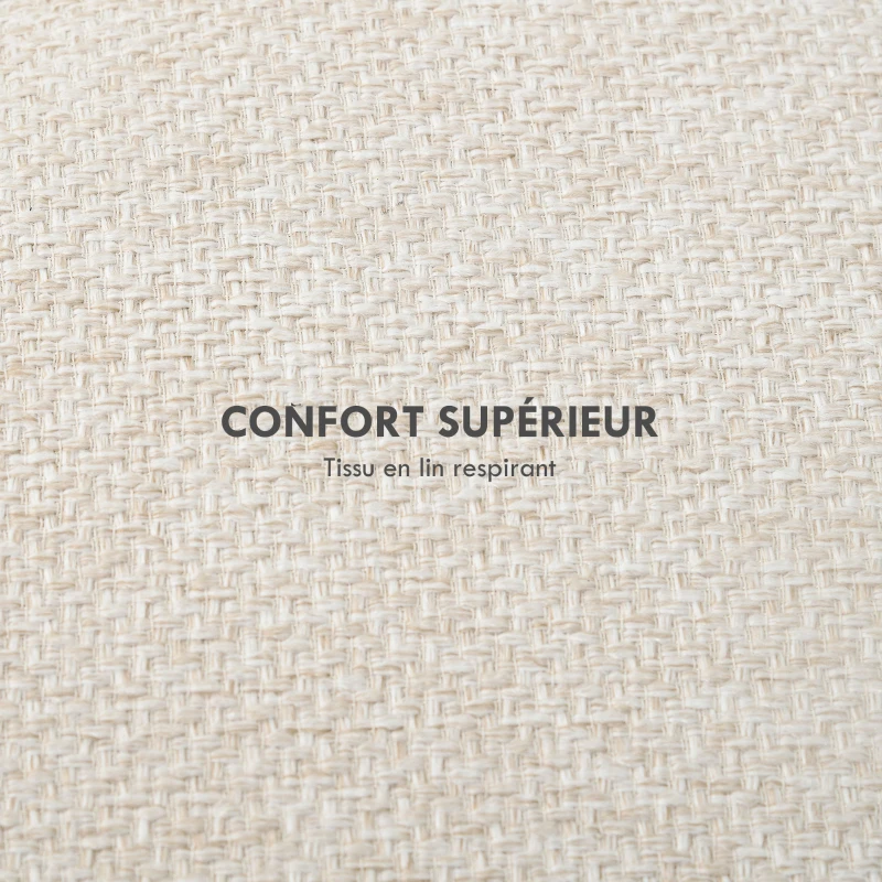 HOMCOM Pouf rond repose-pieds tabouret avec coffre de rangement pieds en bois design moderne crème