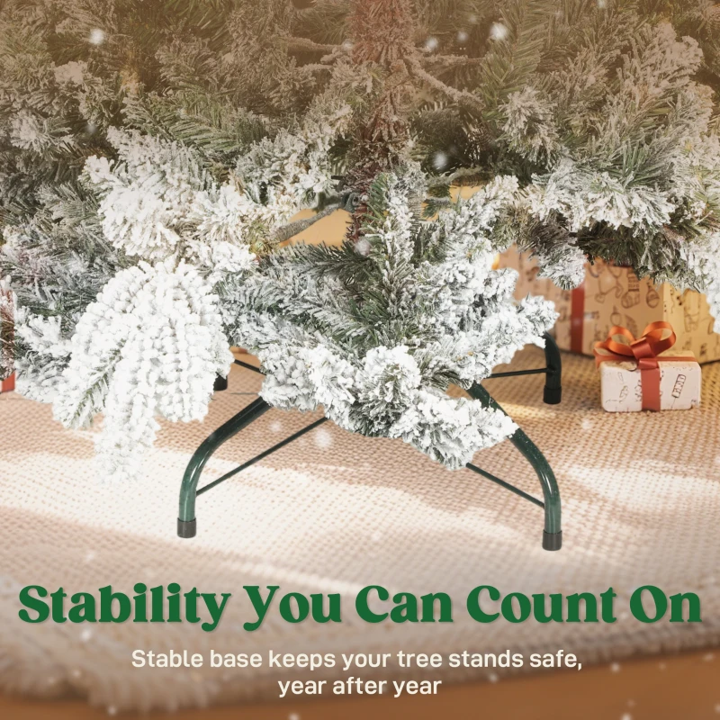 HOMCOM 5ft Super Flocked Christmas Tree - Green/White