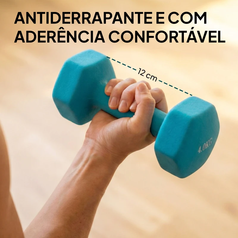 SPORTNOW Conjunto de Halteres 2x1 kg 2x2 kg 2x3 kg 2x4 kg com Suporte de Arrumação para Exercício e Treino Multicolor