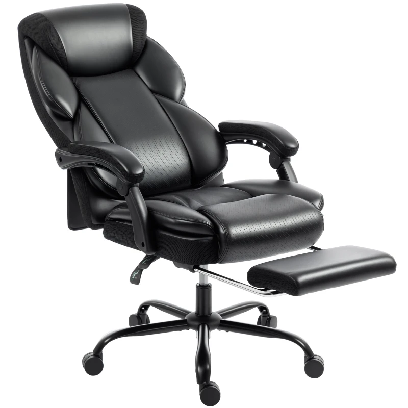 HOMCOM Adjustable Office Chair Reclining Computer Desk Chair with Footrest, Armrest, Casters, Black