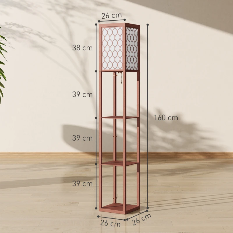 HOMCOM Three-Shelf Standing Lamp - Brown/White