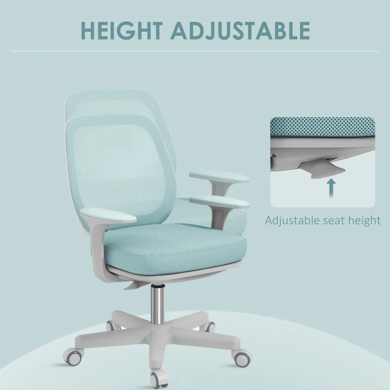 Vinsetto Fotel biurowy, ergonomiczny fotel obrotowy z regulacją wysokości, 55 x 48 x 82,5-94,5 cm, zielony