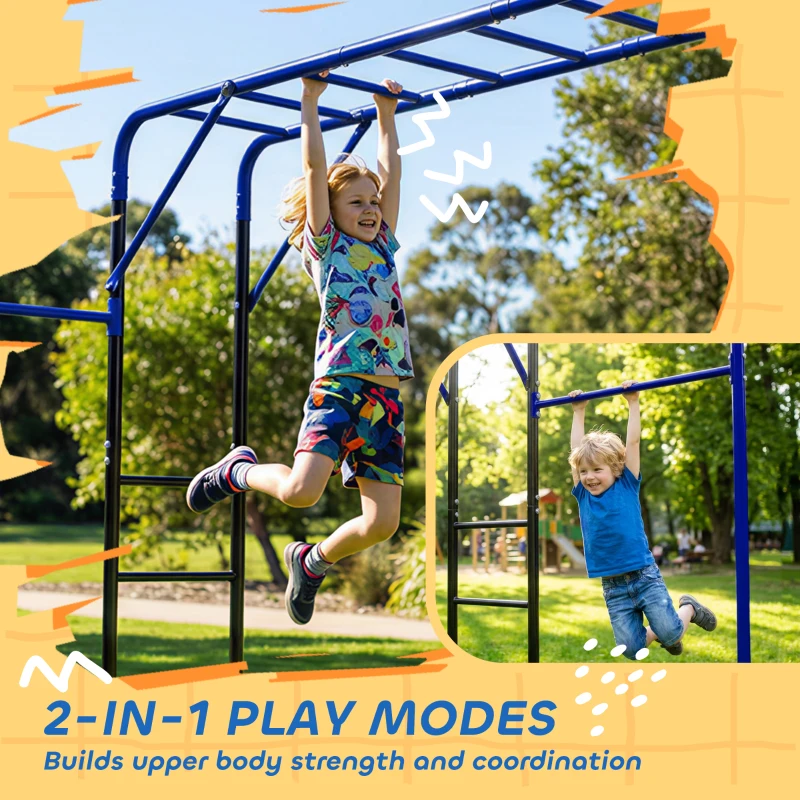 AIYAPLAY Wieża wspinaczkowa na zewnątrz z drążkiem do podciągania i wspinania dla dzieci 3-8 lat, do 150 kg, 250x190x180 cm, czarna