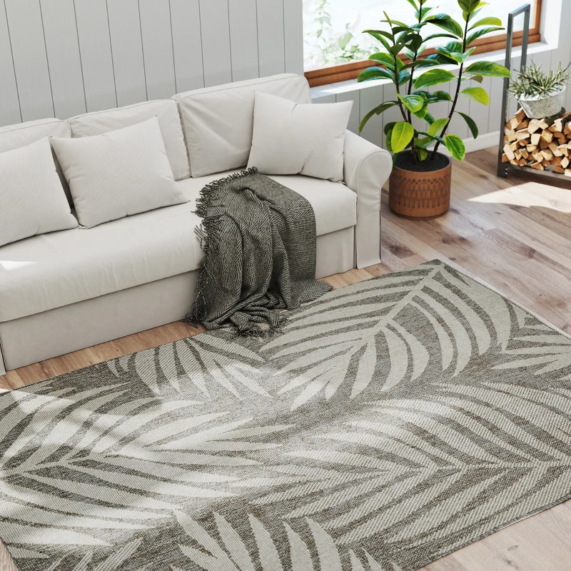 HOMCOM UV Resistant Indoor & Outdoor Area Rug, Easy-Cleaning Machine Washable Rug for Patio, Garden, Kitchen, Bathroom or Living Room, 230 x 160 cm, Grey