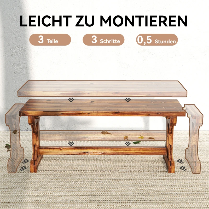 Outsunny 2-Sitzer Gartenbank wetterfest Sitzbank aus Holz Parkbank mit X-Basis  240kg Belastbar 114 x 40 x 46 cm Verkohlt