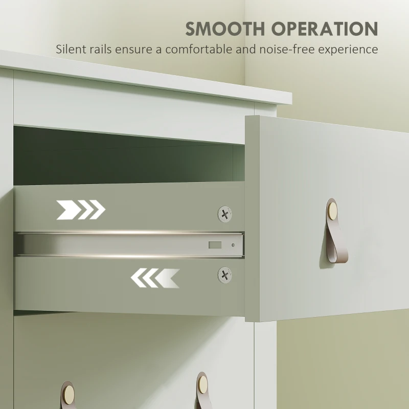 HOMCOM Bedroom Chest of Drawers, Modern 4 Drawer Dresser Cabinet with PU Leather Handles and Metal Runners for Living Room, Hallway, Entryway, 60 x 40 x 98 cm, Green