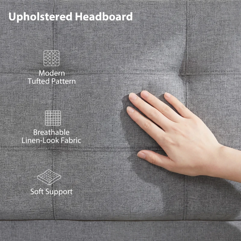 HOMCOM 3ft Single Ottoman Bed with Gas Lift Storage - Grey