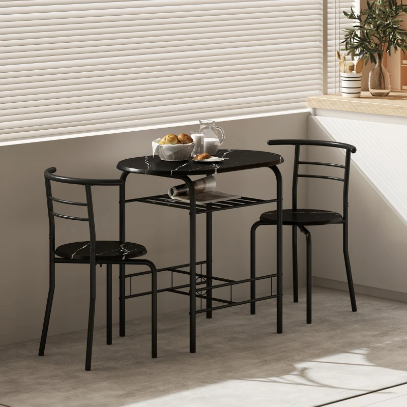 HOMCOM Three-Piece Compact Dining Set - Black