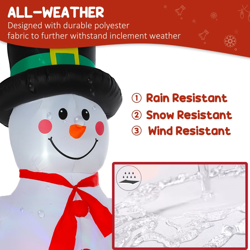 Outsunny 8FT Christmas Inflatable Outdoor Decoration with Dynamic Disco & LED Lights, Self-Inflating Christmas Blow Up Snowman for Garden, Indoor Outdoor Home Decor