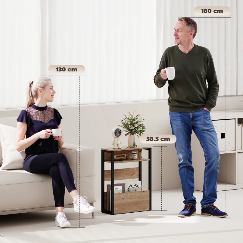 HOMCOM Industrial-Style Side Table - Black/Walnut Brown