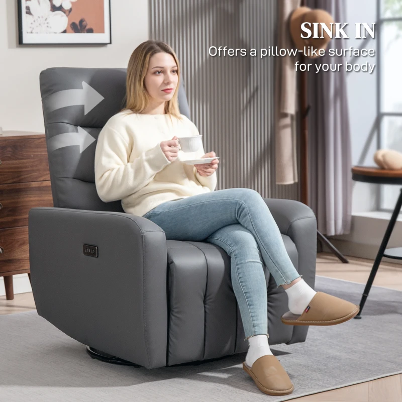 Fotel elektryczny z funkcją leżenia i bujania, szary