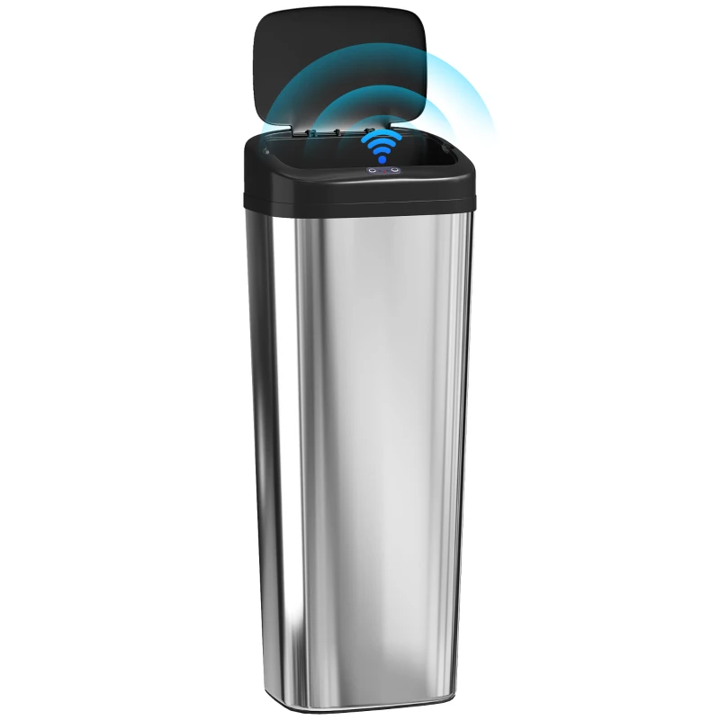HOMCOM 50L Stainless Steel Sensor Bin - Silver Tone