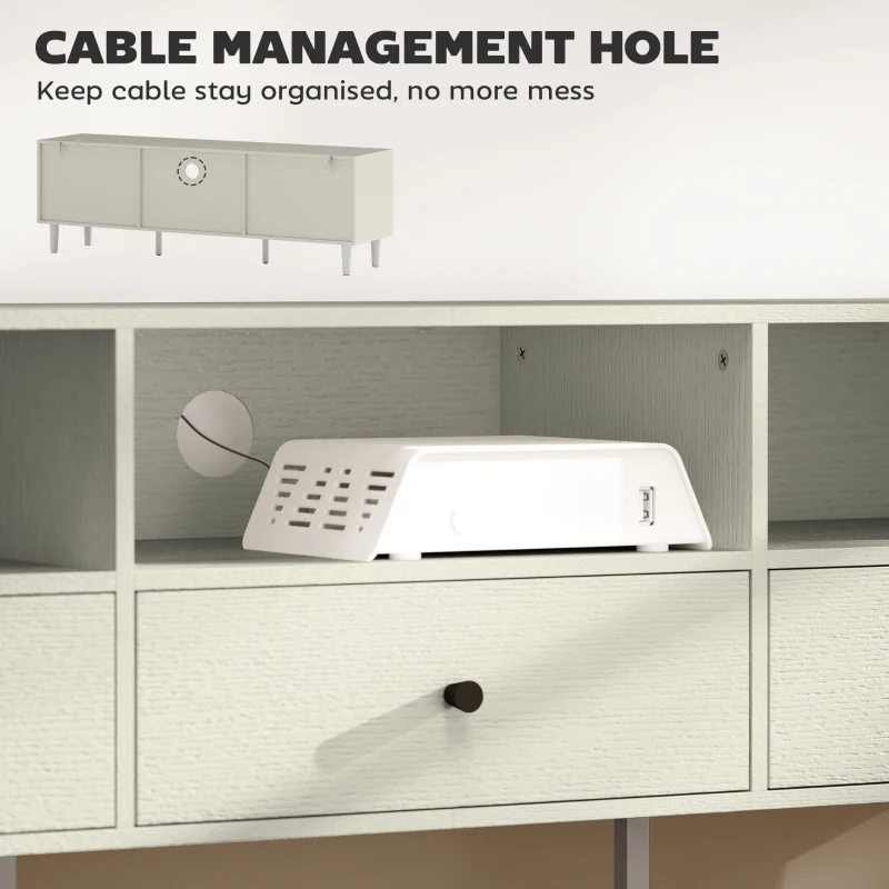 HOMCOM Multi-Storage Minimal TV Stand - Cream White