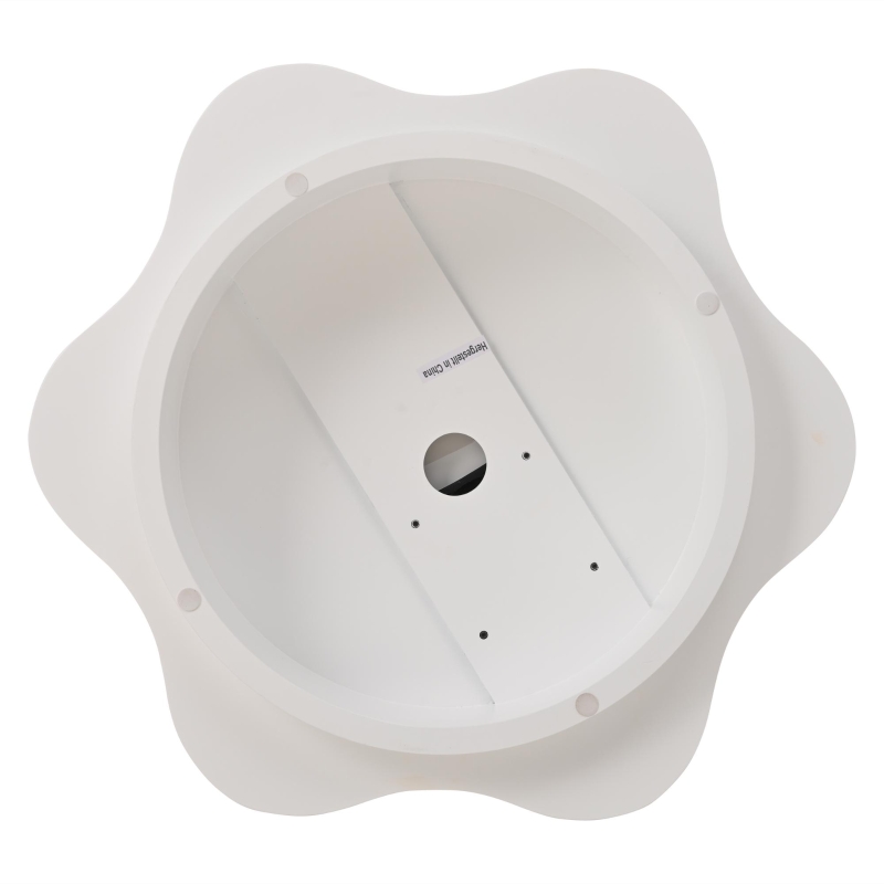 Flower-Shaped Coffee Table with 2 Shelves and Double-Tier Design, 360° Rotating Tabletop for Living Room, 75L x 67.5W x 31H cm, White