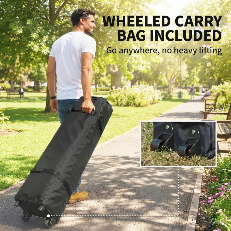 Outsunny Gazebo 3 x 4,3 m, UPF50+ Toit, Parois, Sac à roulettes, Tente de jardin, Brun sable