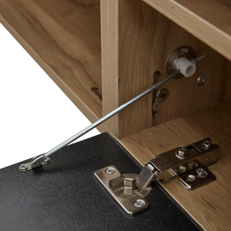 Floating TV Stand with App-Controlled LED Strip and Pull-Down Door, Wall-Mounted TV Unit with Storage Shelves, 180L x 37W x 36H cm, Black