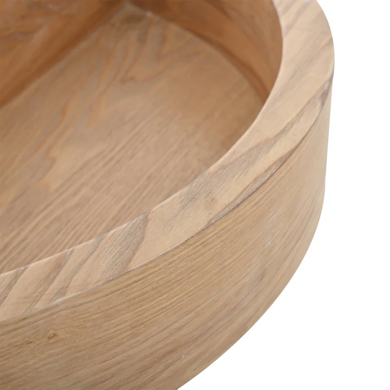 Round Coffee Table with Rotating Hidden Storage Sections, Space-Saving Table for Modern Living Spaces, 60L x 60W x 35H cm, White+Wood