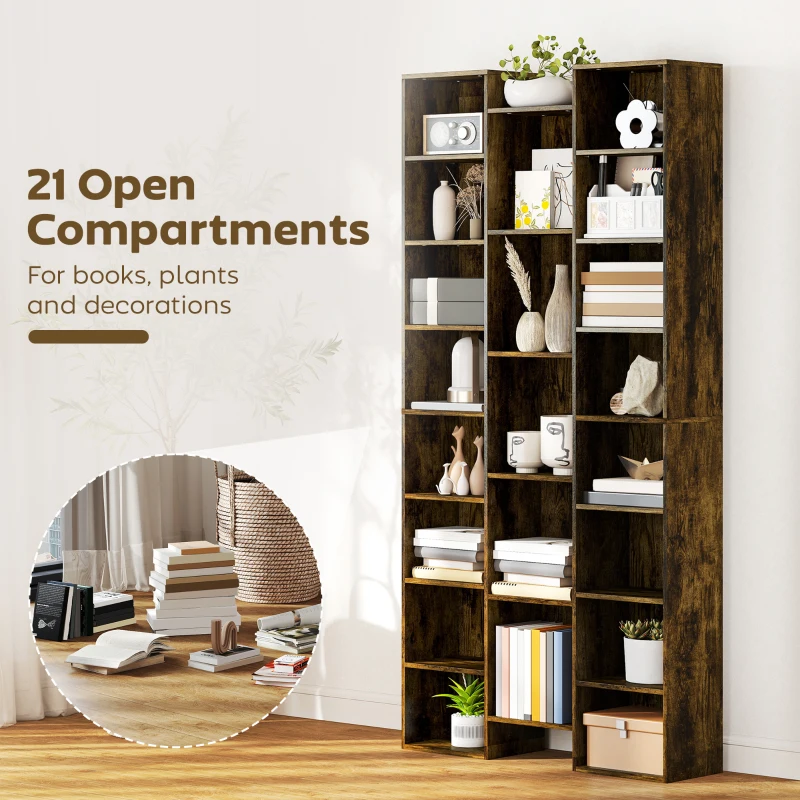 HOMCOM 21-Compartment Bookshelf - Brown