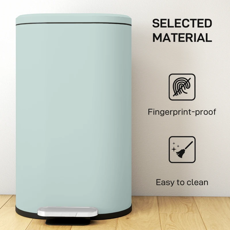 HOMCOM 30 L Modern Curved Kitchen Bin - Green