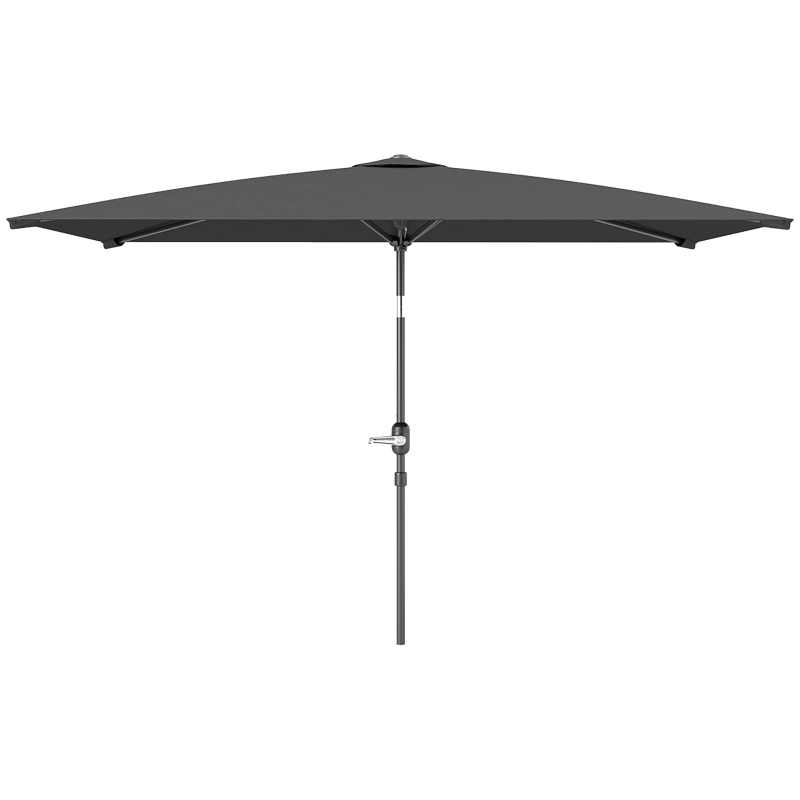 Outsunny Sombrilla de Aluminio 198x294x255 Parasol Rectangular de Jardín Inclinable con Manivela y Poste Desmontable Gris