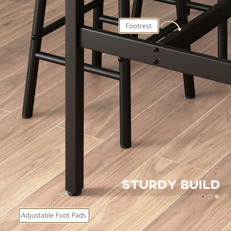 HOMCOM 3 Piece Bar Table Set with 2 Stools, Industrial Bar Table and Stool Set, Dining Table and Chair Set, Rustic Brown