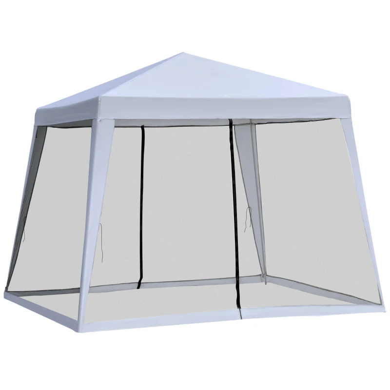 Outsunny 3 x 3m Screen House, Outdoor Gazebo Canopy, Sun Shade Event Shelter with Mesh Side Walls, Grey