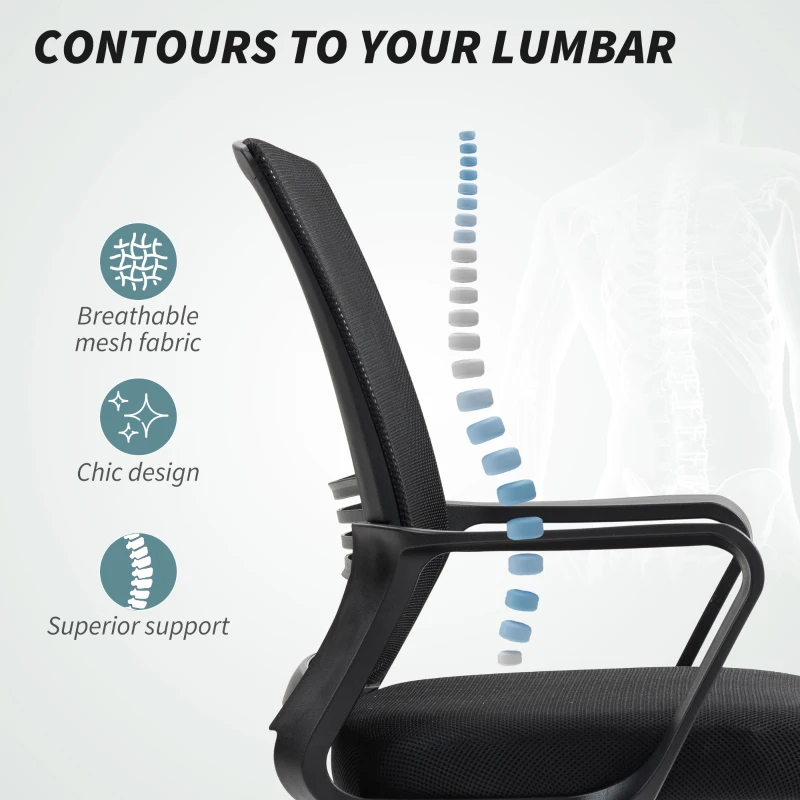 Fotel biurowy HOMCOM, regulacja wysokości, wsparcie lędźwiowe