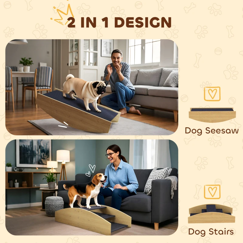 2-w-1 Wipe dla psów, drewniana rampa do agility, stabilna