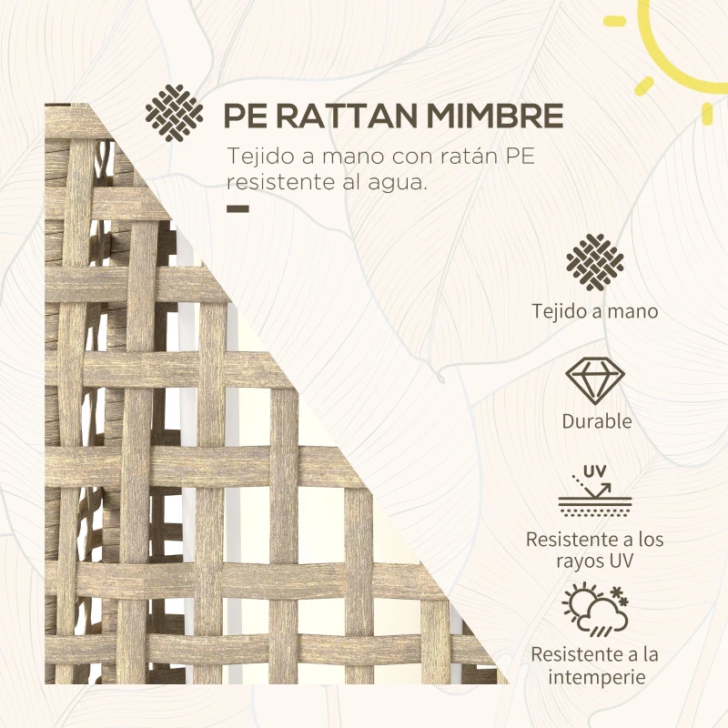 Outsunny Lámpara Solar de Jardín de Ratán Sintético con Luces LED Encendido/Apagado Automático 21x21x78 cm Natural