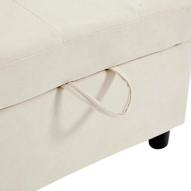 L-Shaped 3-Seater Sofa Bed with Hidden Storage, USB & USB-C Ports, Space-Saving Sofa for Compact Spaces, 208L x 146W x 89.5H cm, Beige