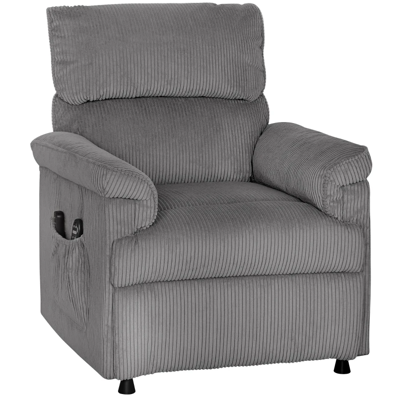 HOMCOM Corduroy Electric Massage Recliner - Grey